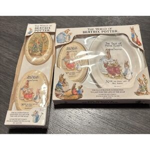 World of Beatrix Potter Picture Soap/Ceramic Dish Set in Box, 1992‎ Plus 2 Soaps
